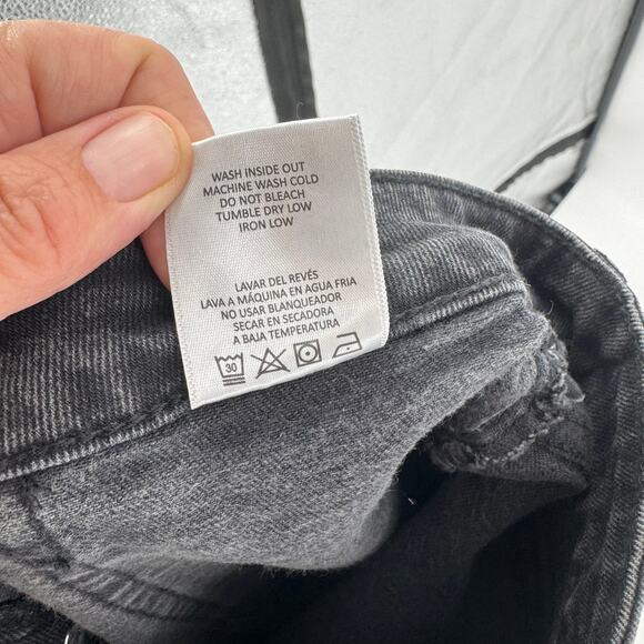 Carly Jean Los Angeles Wide Cropped Black Jeans High Rise Raw Hem Size 3 (27) - Picture 4 of 9